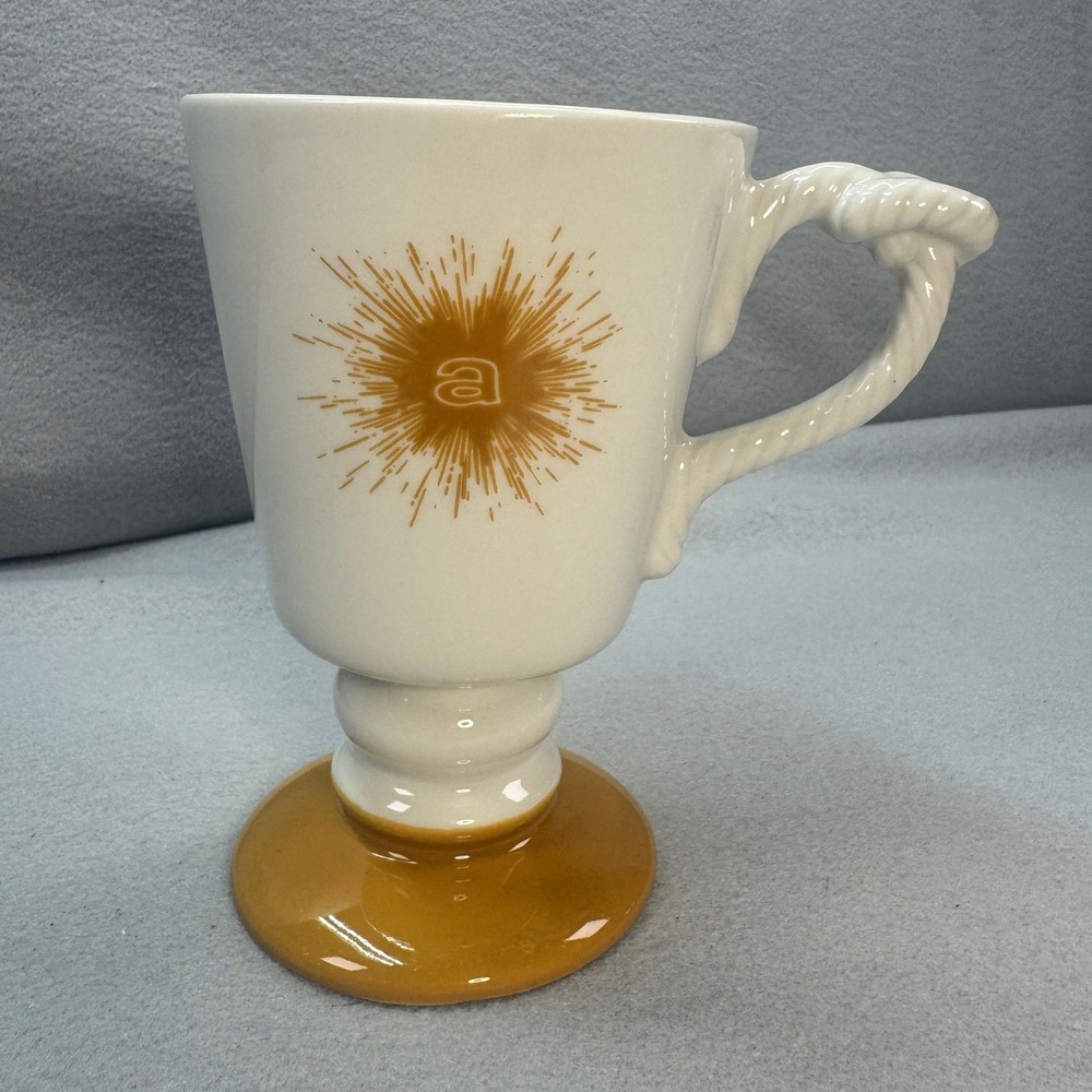 Vintage MCM 1973 Hall China Americana Hotel NYC Rope Handle Pedestal Mug USA